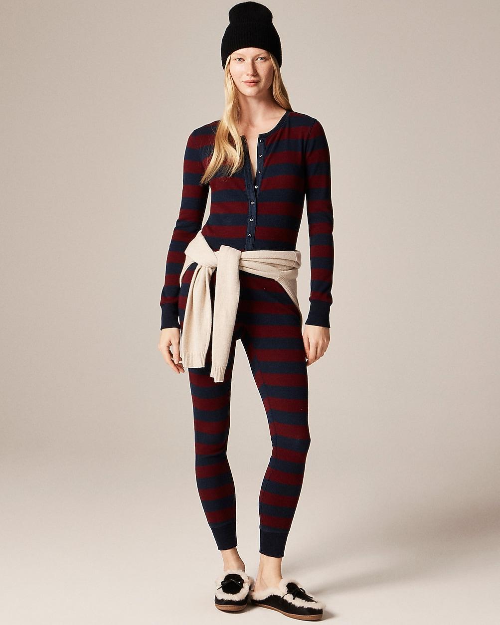 Waffle-knit one-piece in rugby stripe by J.CREW