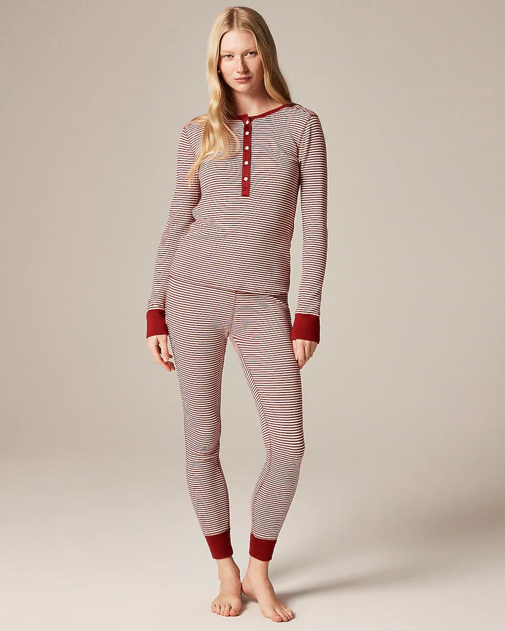Waffle-knit pajama set in stripe by J.CREW