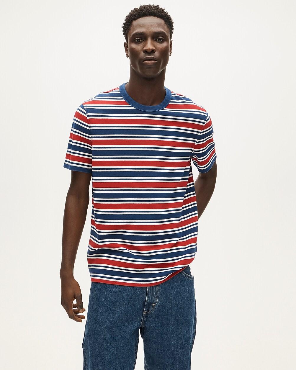 Washed piqué T-shirt in stripe by J.CREW