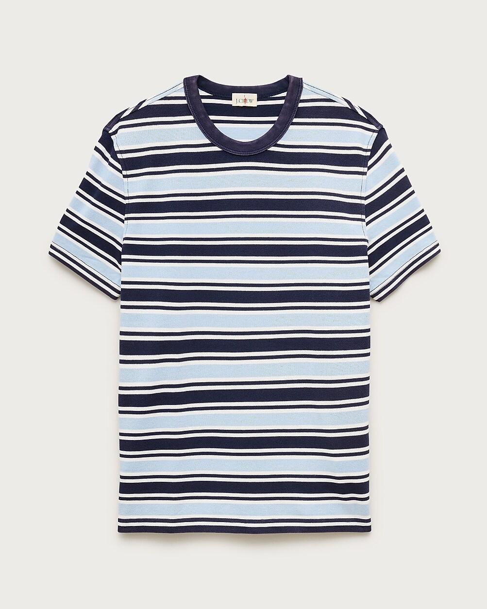 Washed piqué T-shirt in stripe by J.CREW