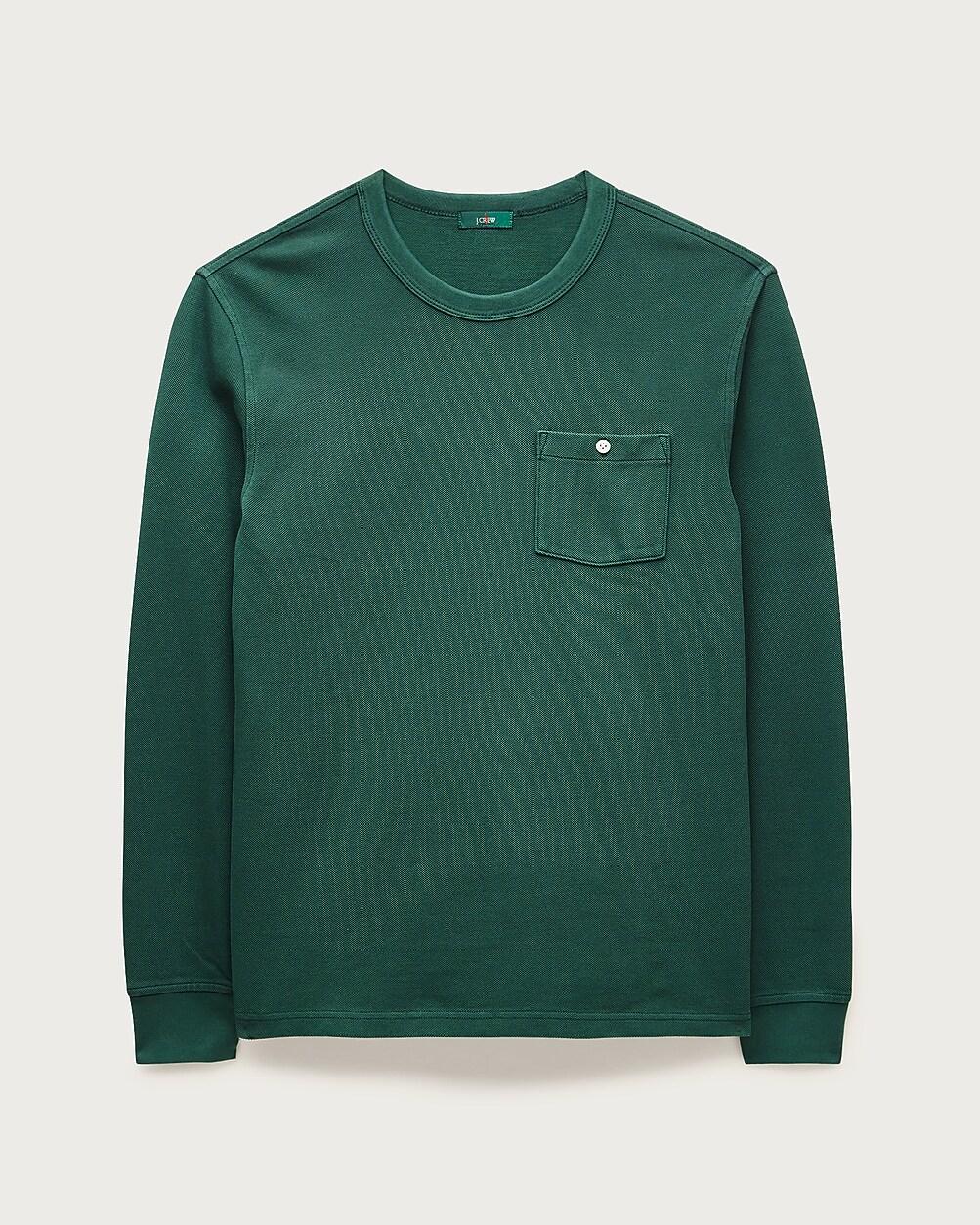 Washed piqué long-sleeve pocket T-shirt by J.CREW