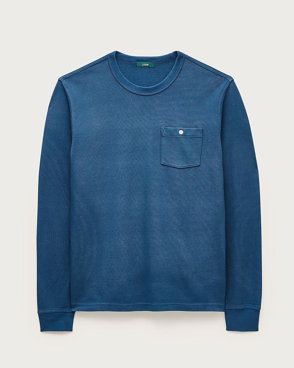 Washed piqué long-sleeve pocket T-shirt by J.CREW