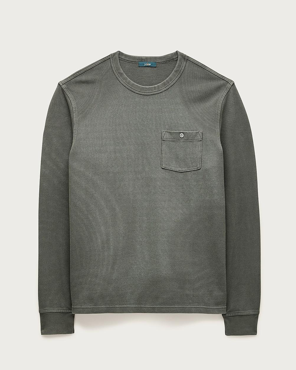Washed piqué long-sleeve pocket T-shirt by J.CREW