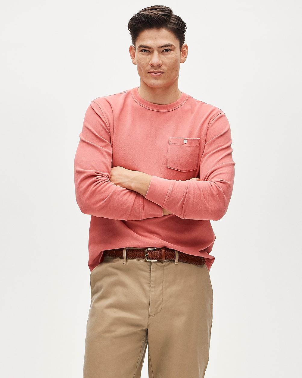 Washed piqué long-sleeve pocket T-shirt by J.CREW