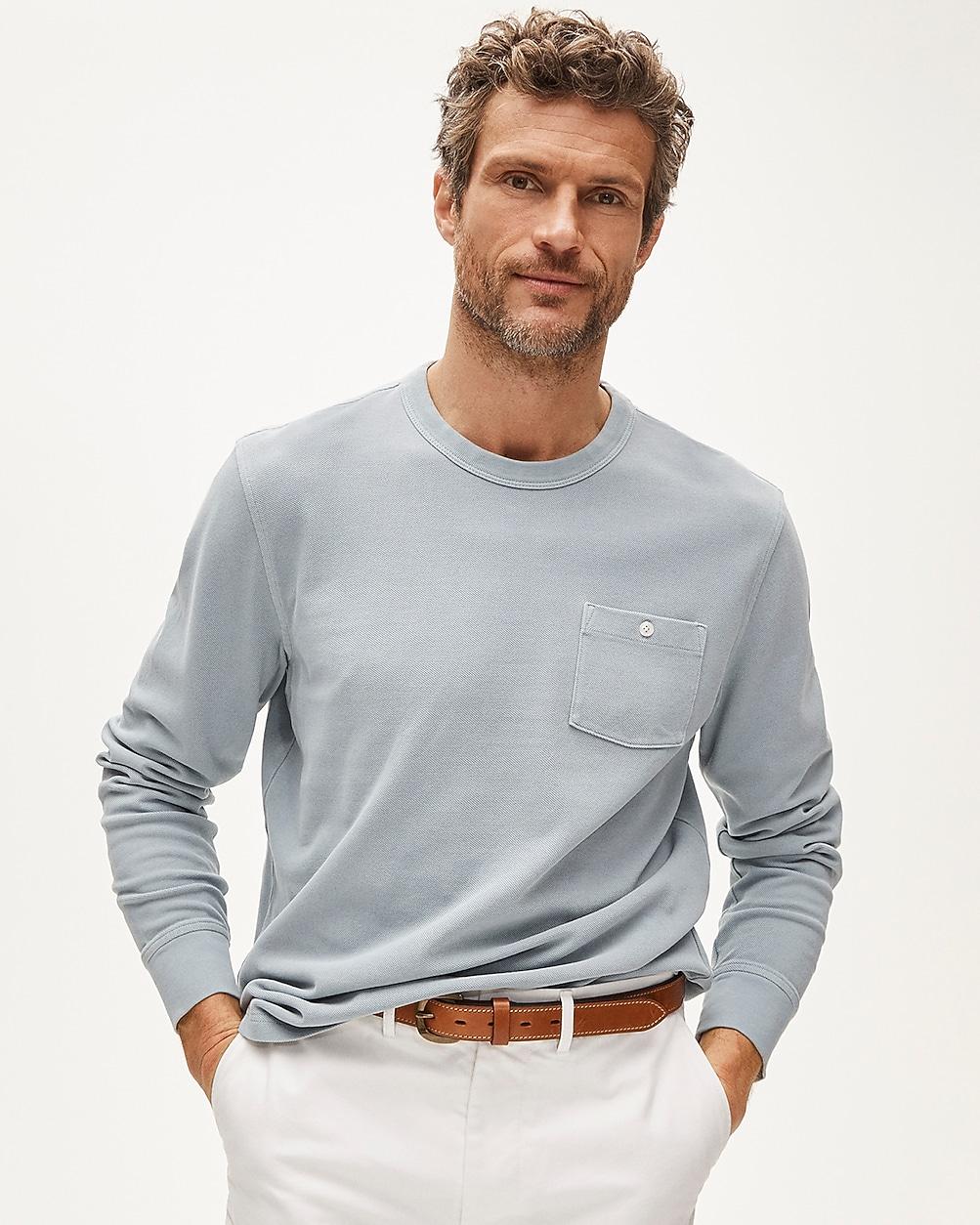 Washed piqué long-sleeve pocket T-shirt by J.CREW
