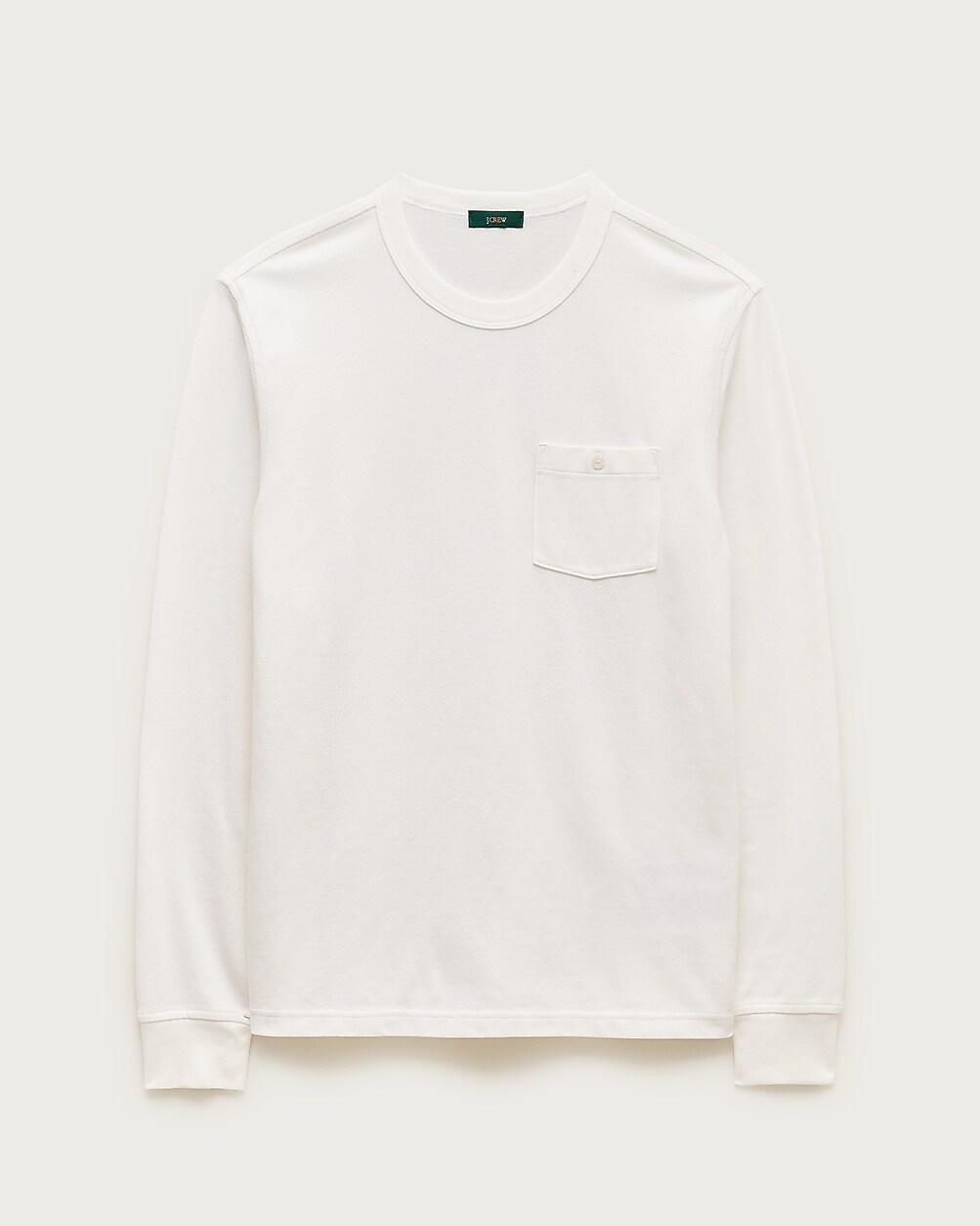 Washed piqué long-sleeve pocket T-shirt by J.CREW