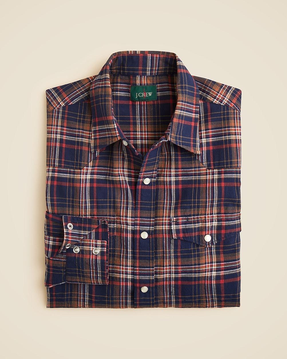 Western shirt in Indian madras plaid by J.CREW