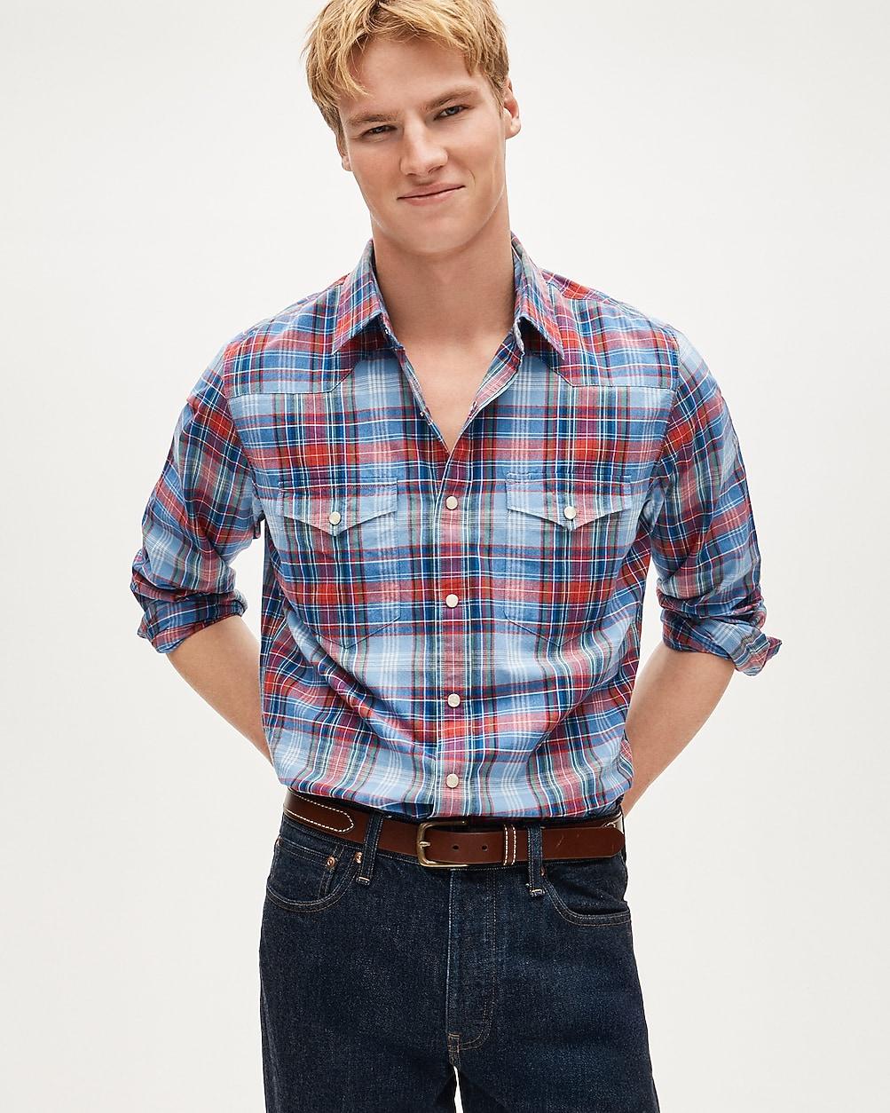 Western shirt in Indian madras plaid by J.CREW