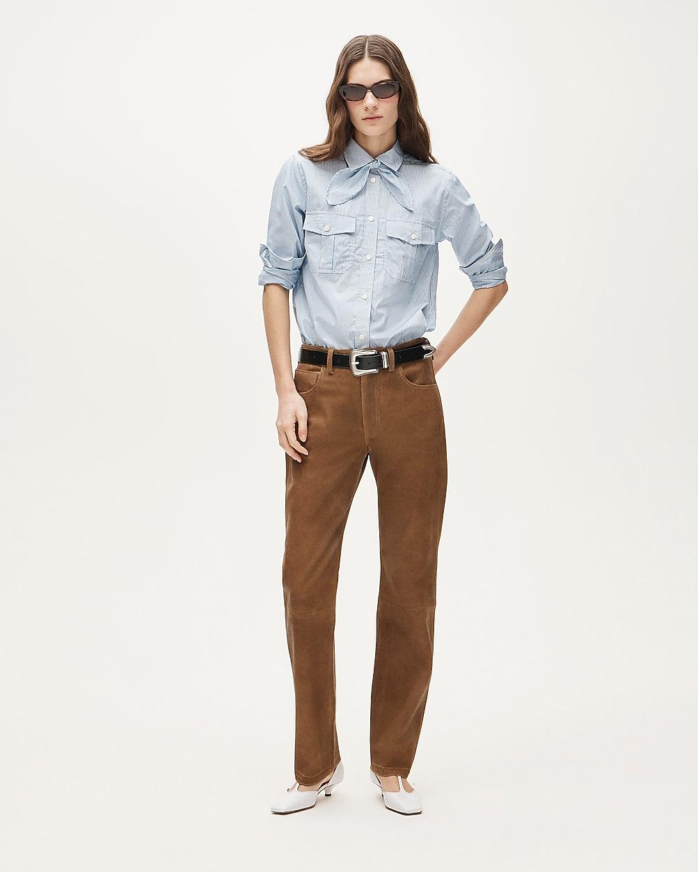 Western straight pant in leather by J.CREW