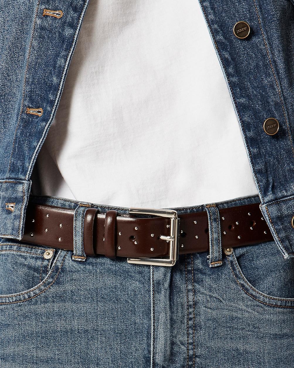 Wide belt in studded Italian leather by J.CREW