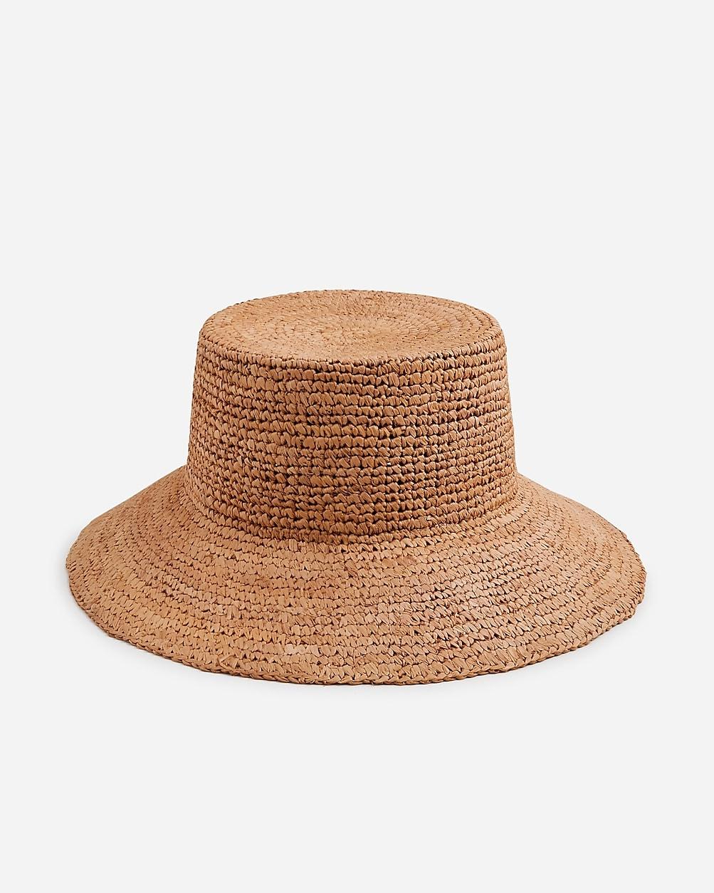 Wide-brim raffia bucket hat by J.CREW