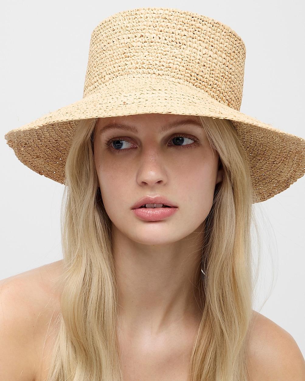 Wide-brim raffia bucket hat by J.CREW