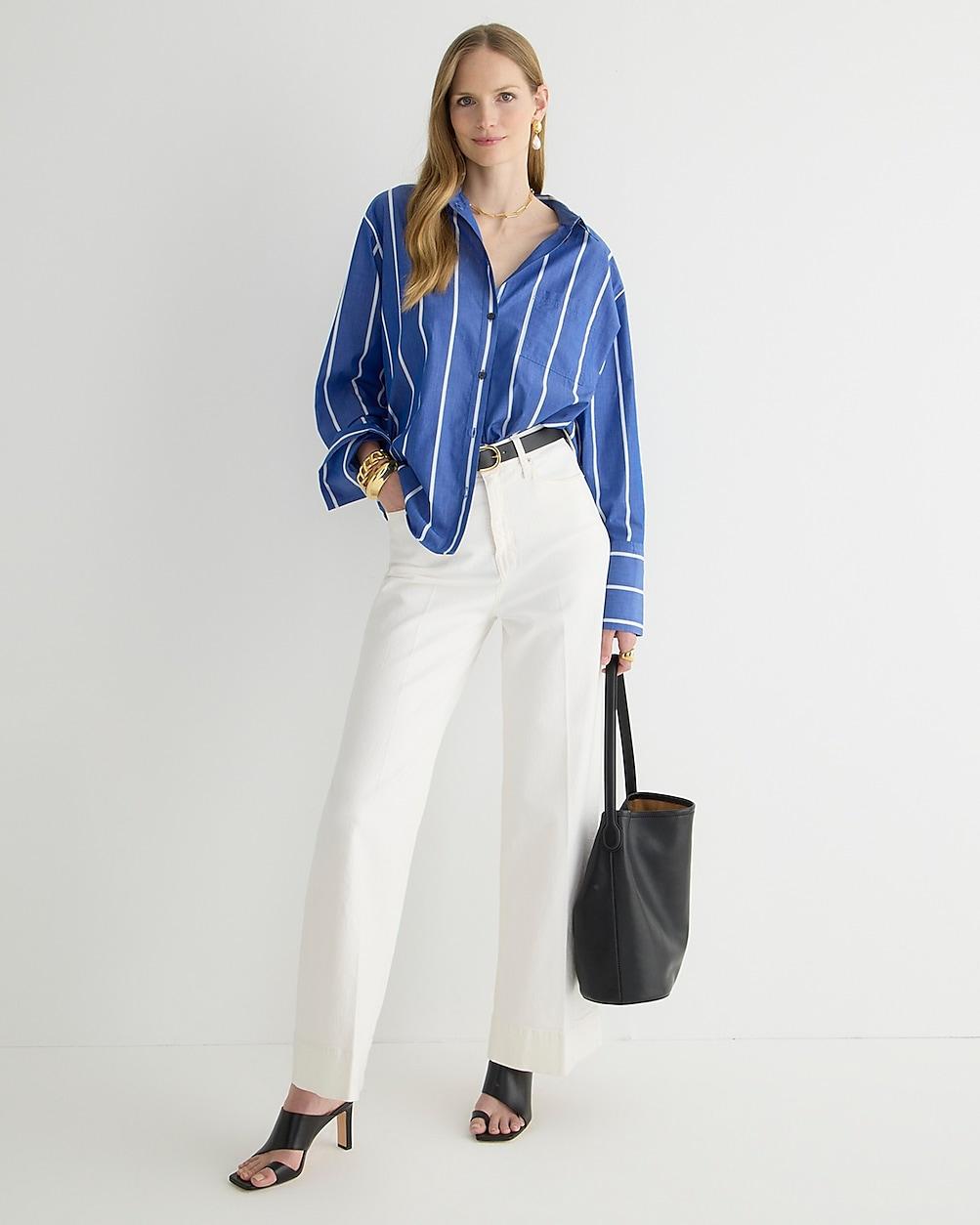Wide-leg denim trouser in white by J.CREW