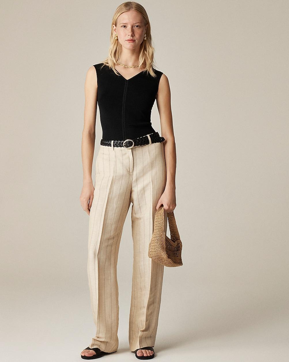 Wide-leg trouser in striped linen blend by J.CREW