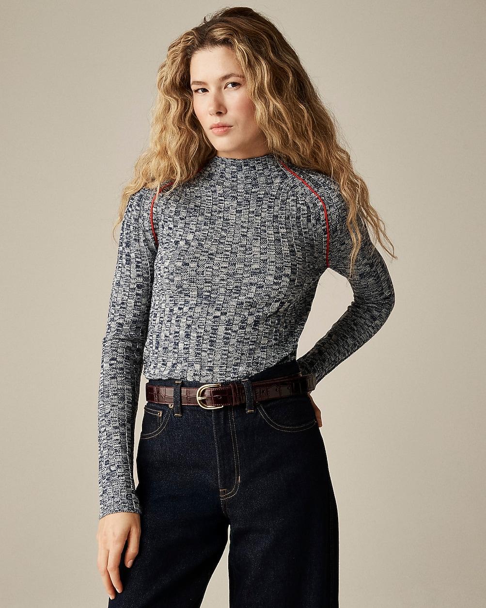 Wide-rib mockneck sweater in marled merino wool by J.CREW Wide-rib mockneck sweater in marled merino wool by J.CREW