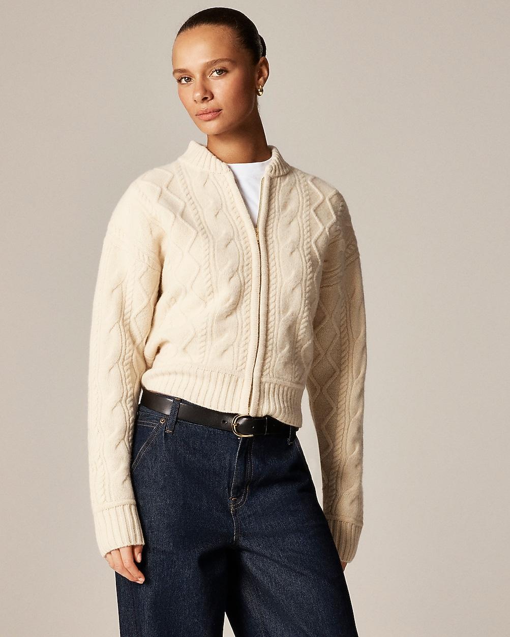 Wool cable-knit bomber jacket by J.CREW