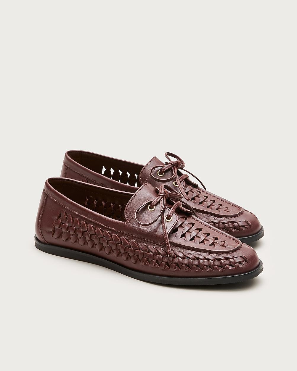 Woven leather boat shoes by J.CREW