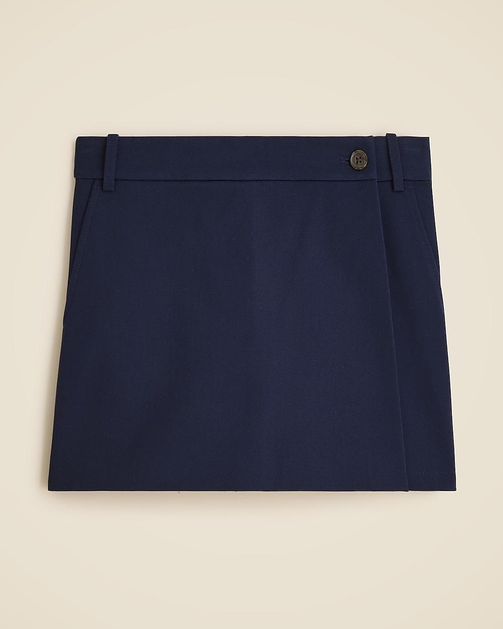Wrap-front skort in bi-stretch cotton blend by J.CREW