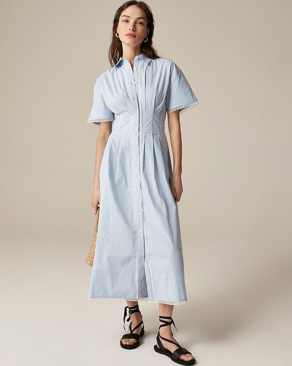 Wren lace-trim shirt-dress in stripe by J.CREW