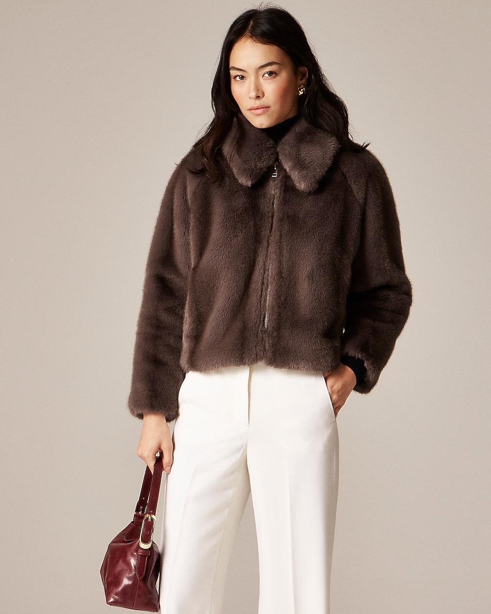 Zip-up jacket in faux fur by J.CREW