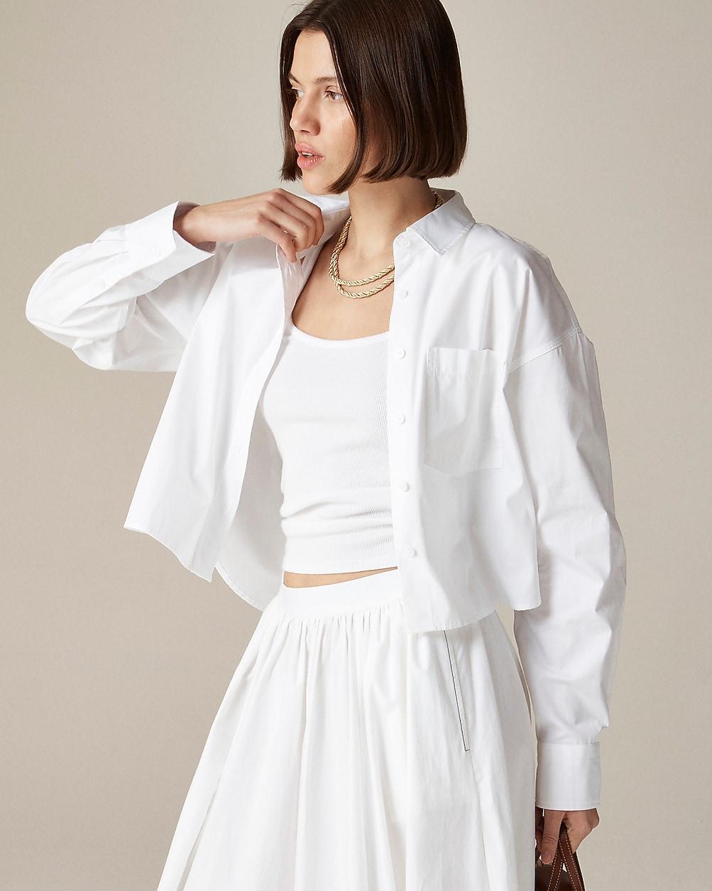 Étienne cropped button-up shirt in cotton poplin by J.CREW