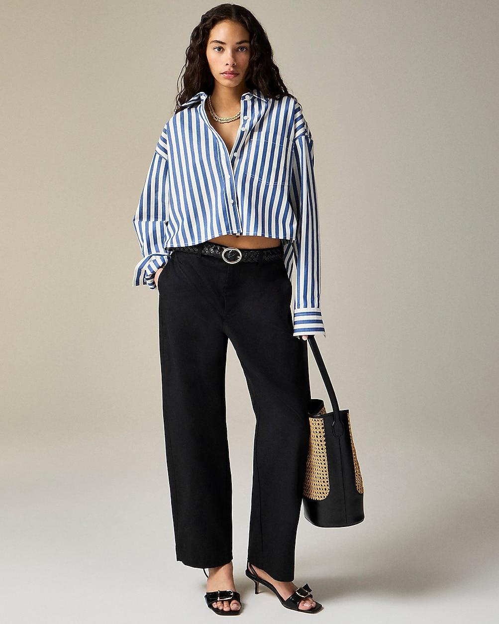 Étienne cropped button-up shirt in striped cotton poplin by J.CREW