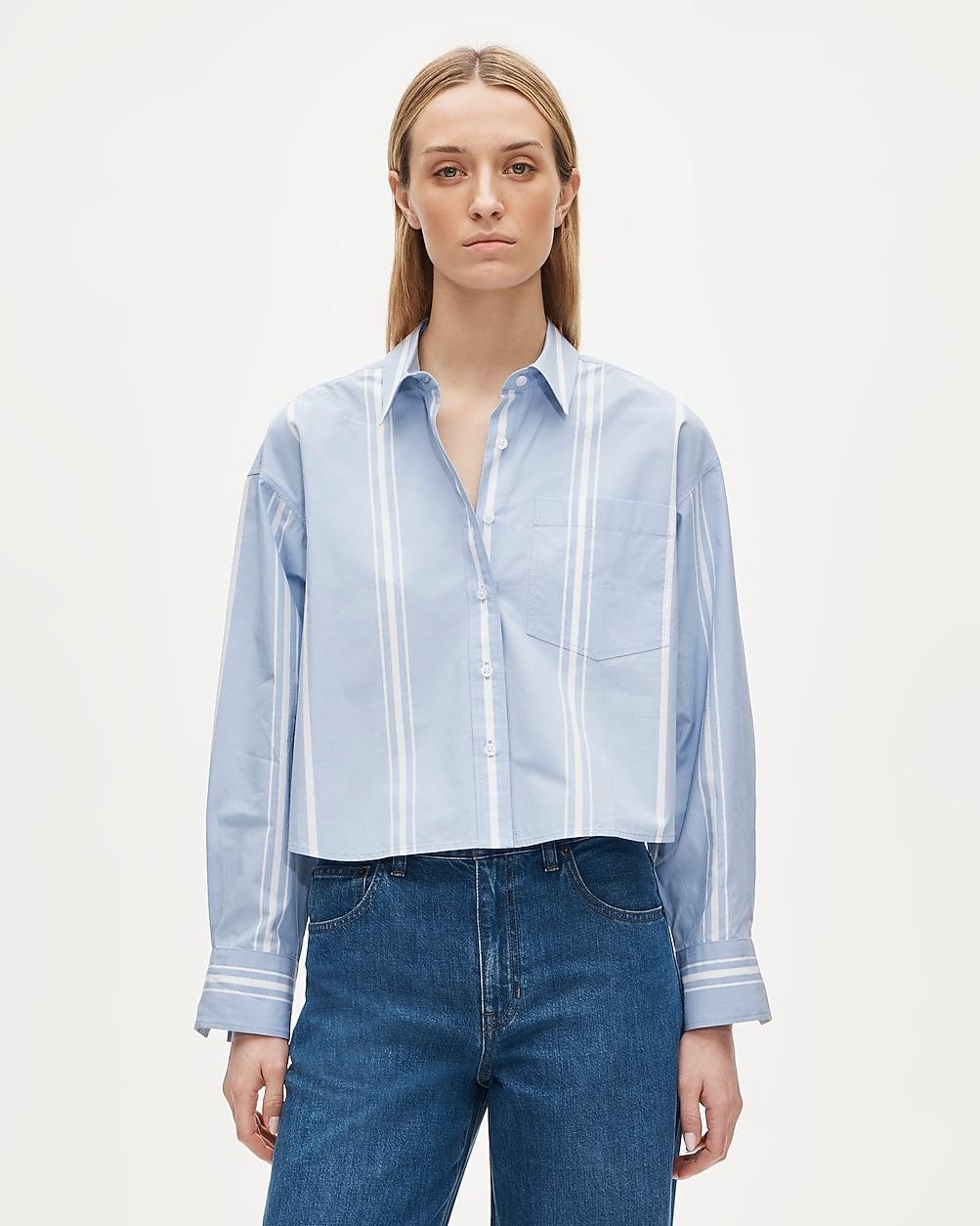 Étienne cropped button-up shirt in striped cotton poplin by J.CREW