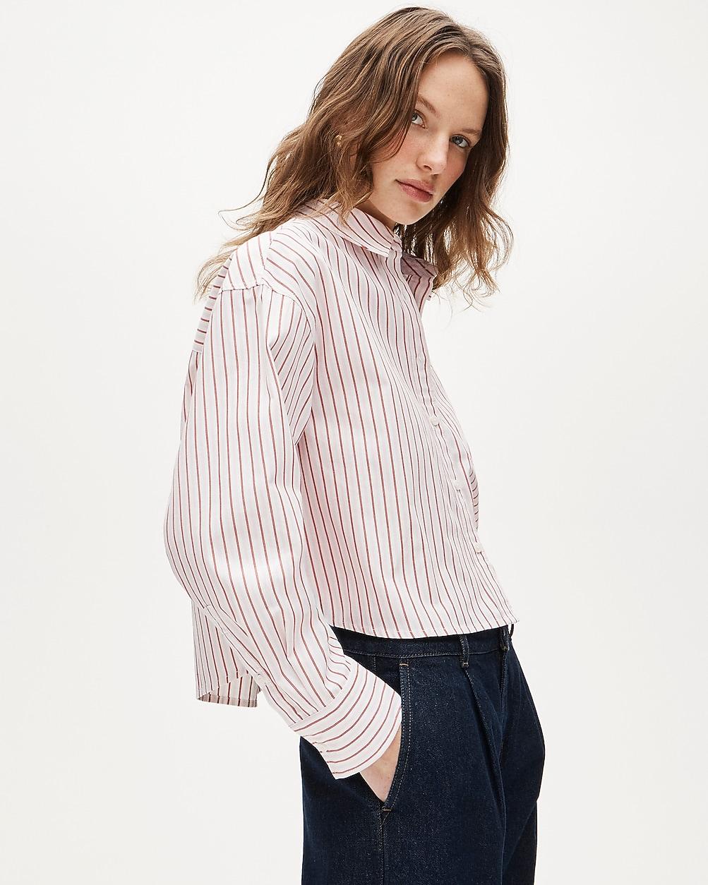 Étienne cropped button-up shirt in striped cotton poplin by J.CREW