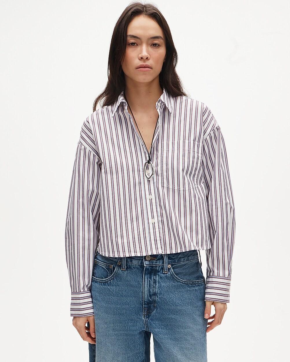 Étienne cropped button-up shirt in striped cotton poplin by J.CREW