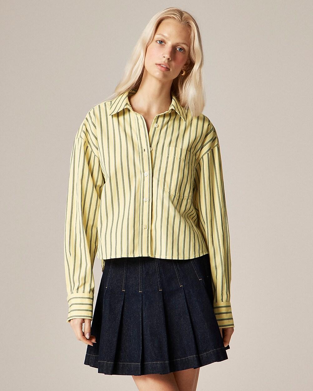 Ãtienne cropped button-up shirt in striped cotton poplin by J.CREW