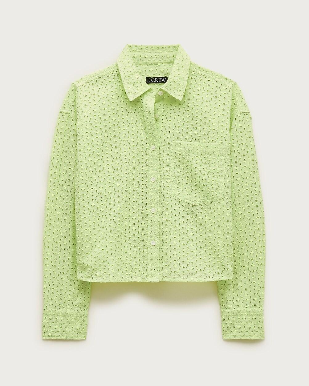 Ãtienne cropped eyelet button-up shirt by J.CREW