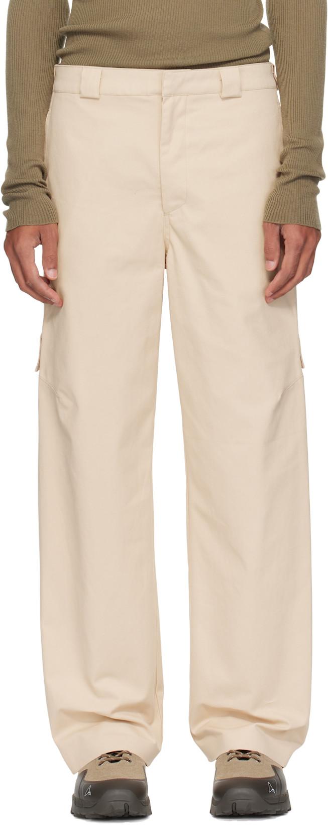 Beige Heavy Cotton Cargo Pants by J EONGL I