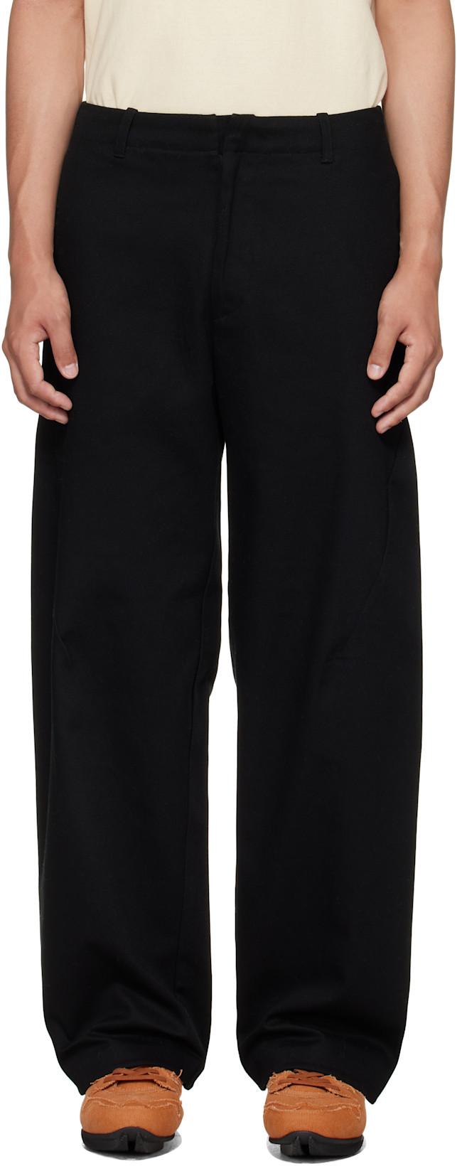 Black Heavy Cotton Cicada Trousers by J EONGL I