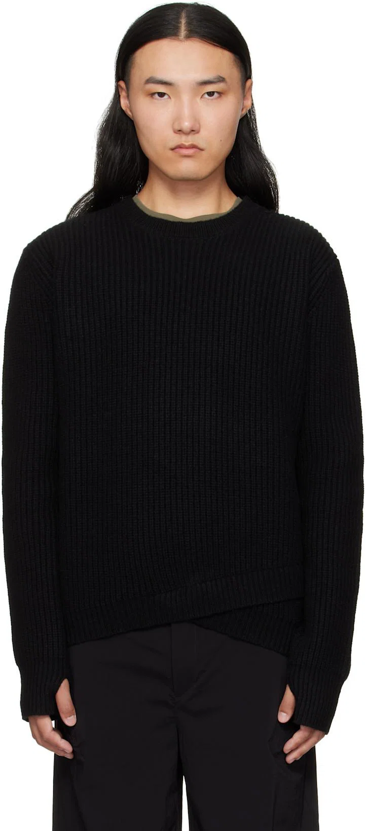 Black Wool 2Layer Knit Sweater by J EONGL I