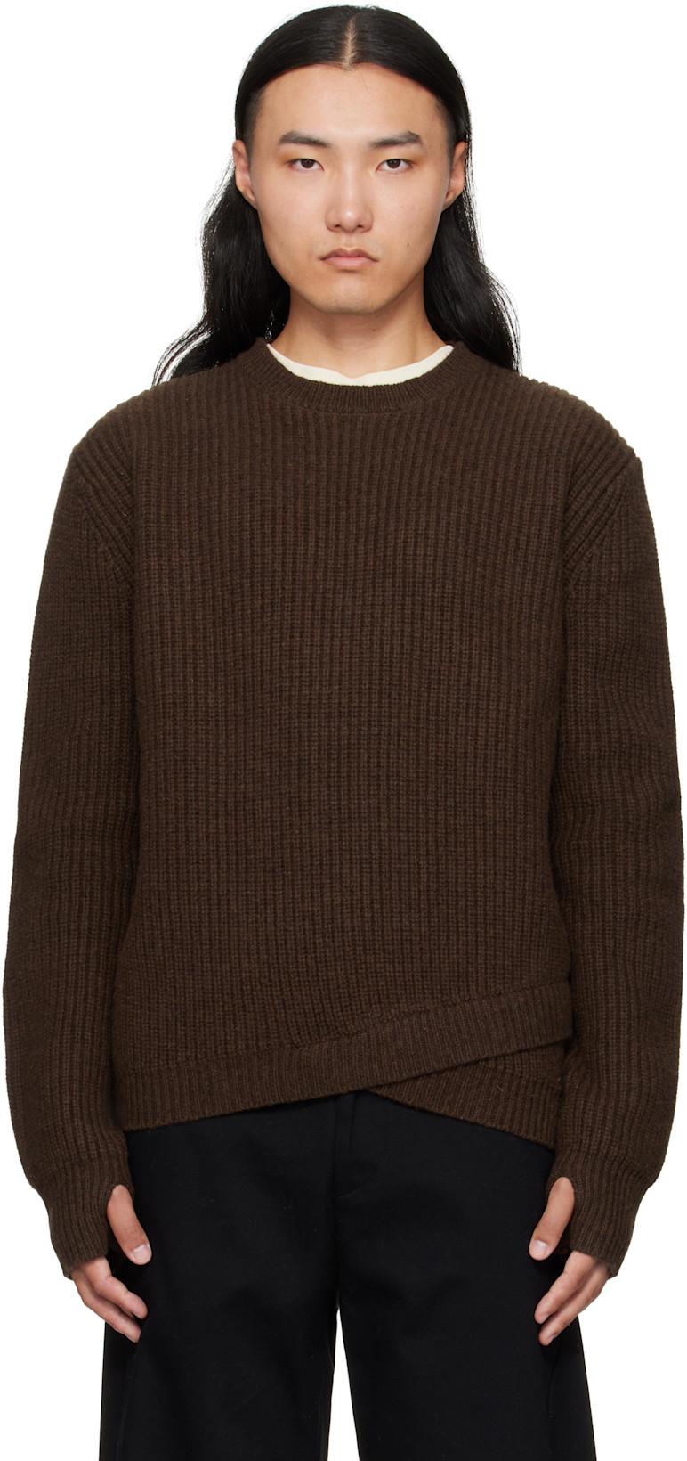 Brown Wool 2Layer Knit Sweater by J EONGL I