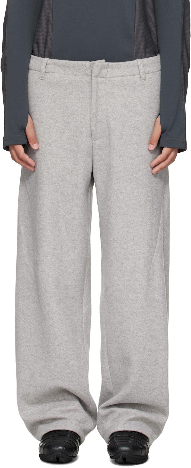 Gray Hybrid Wool Cicada Trousers by J EONGL I