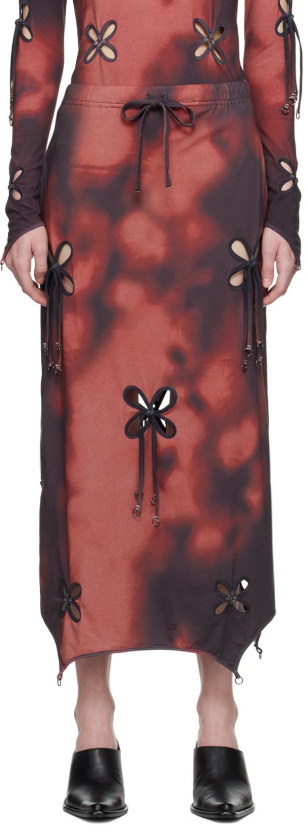 Black & Burgundy Jester Midi Skirt by J.KIM