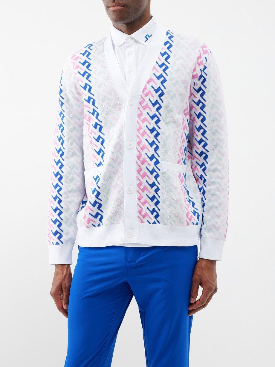 Vice logo-jacquard cotton-blend cardigan by J.LINDEBERG