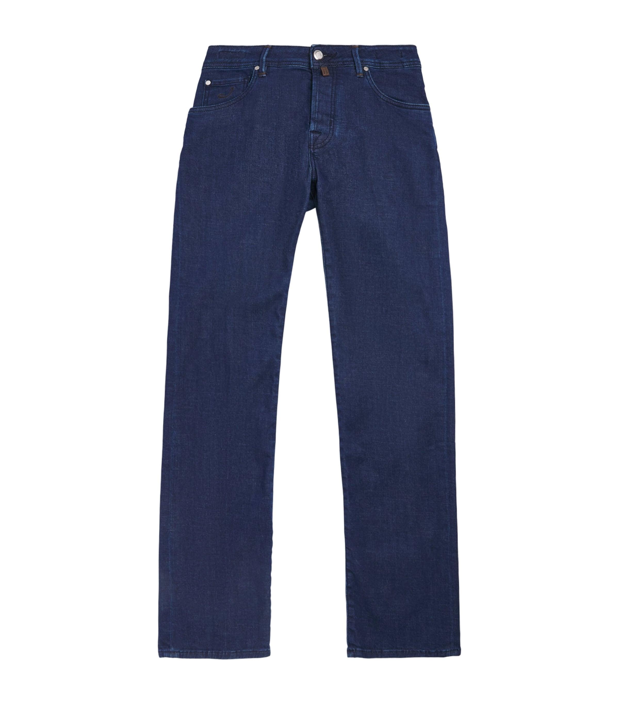 JACOB COHËN Crocodile Leather Patch Straight Jeans by JACOB COHEN