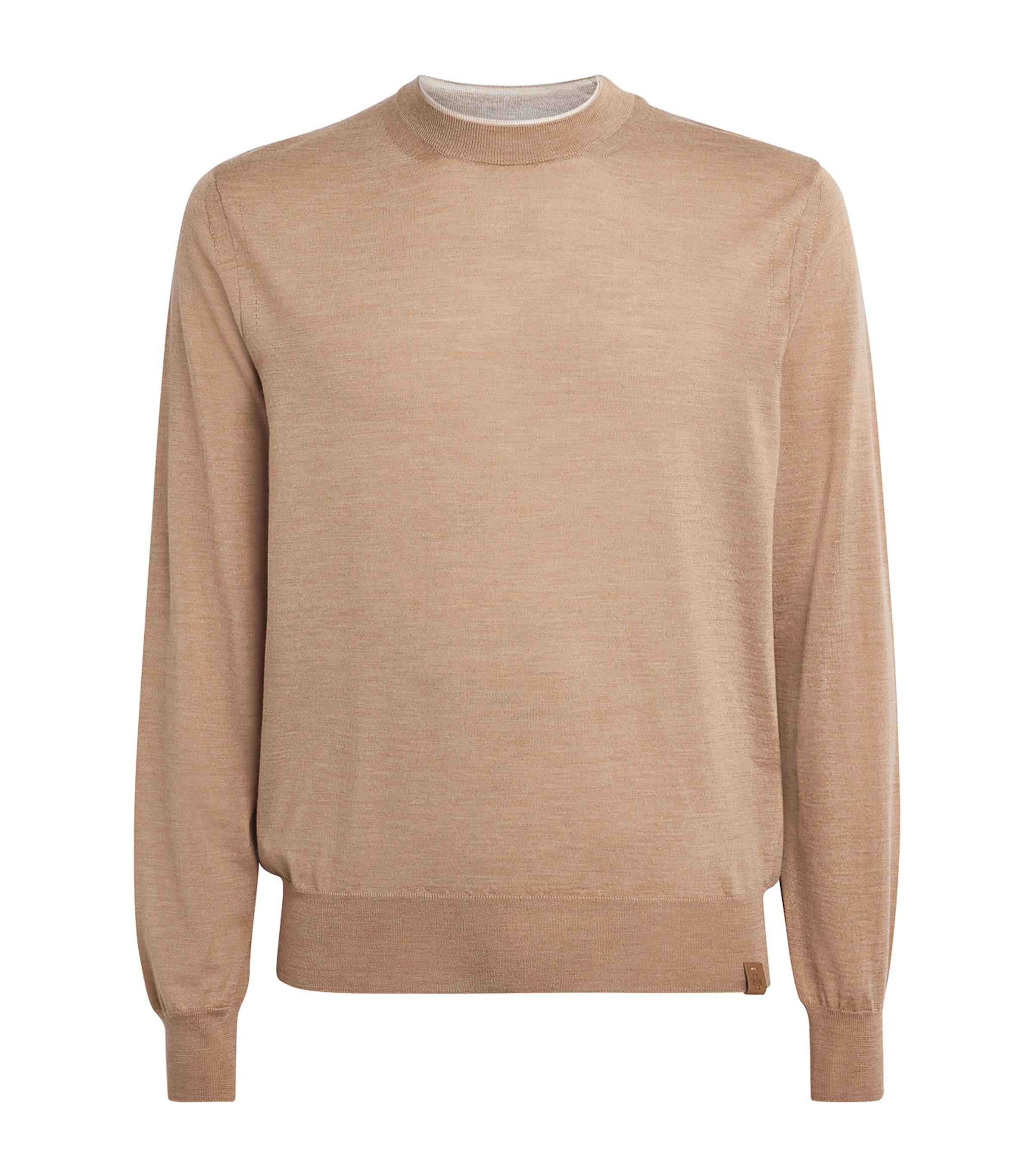 JACOB COHËN Wool-Silk Contrast-Neckline Sweater by JACOB COHEN