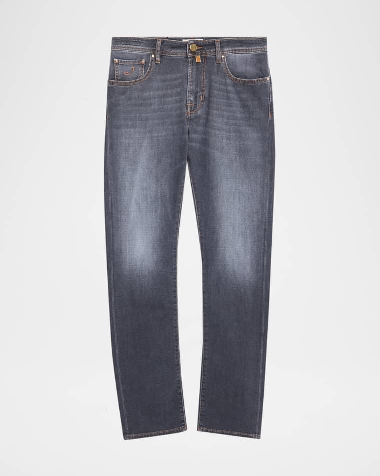 Men's Slim Straight-Leg Washed Black Denim Jeans by JACOB COHEN
