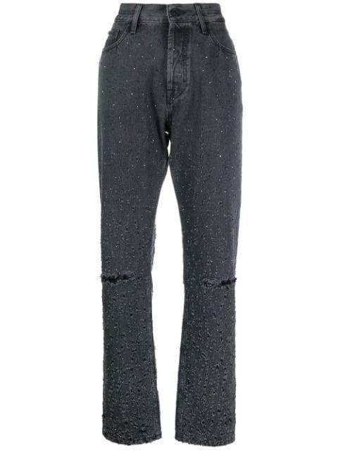 distressed-finish straight-leg trousers by JACOB COHEN