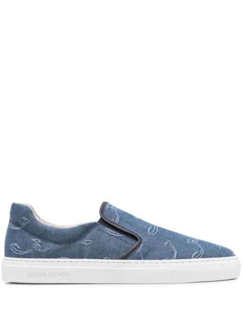 embroidered-logo denim sneakers by JACOB COHEN