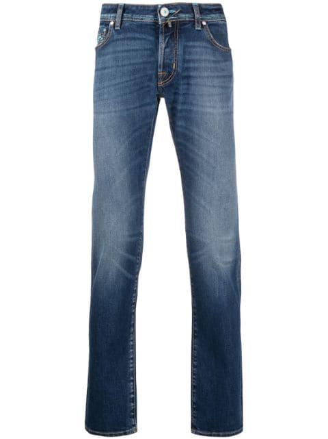 embroidered-logo slim-fit jeans by JACOB COHEN