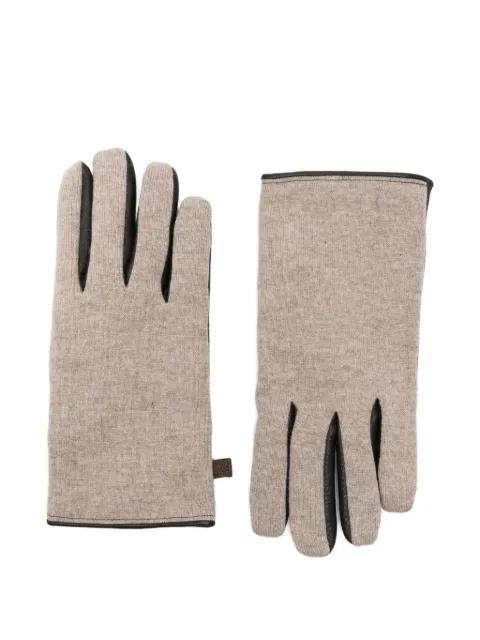leather paneled gloves by JACOB COHEN