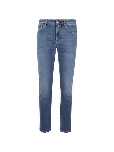 logo-embroidered whiskered jeans by JACOB COHEN