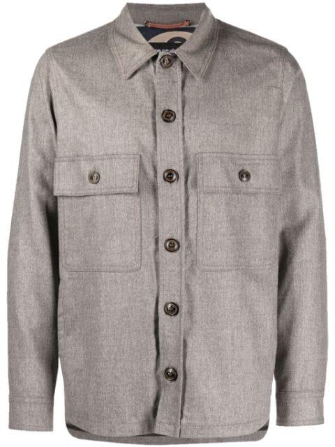 long-sleeve wool shirt jacket by JACOB COHEN