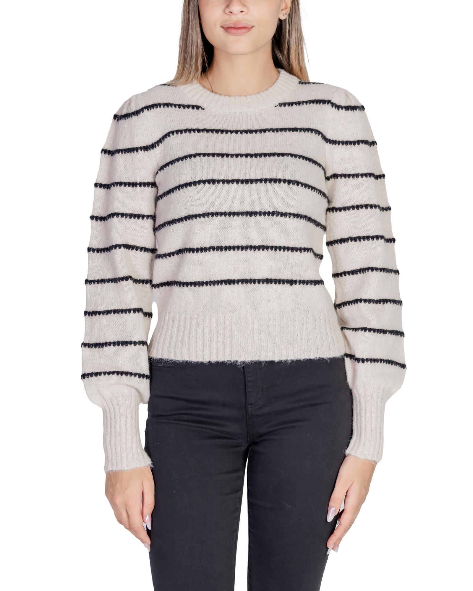 Striped Knit Sweater Ivory by JACQUELINE DE YONG