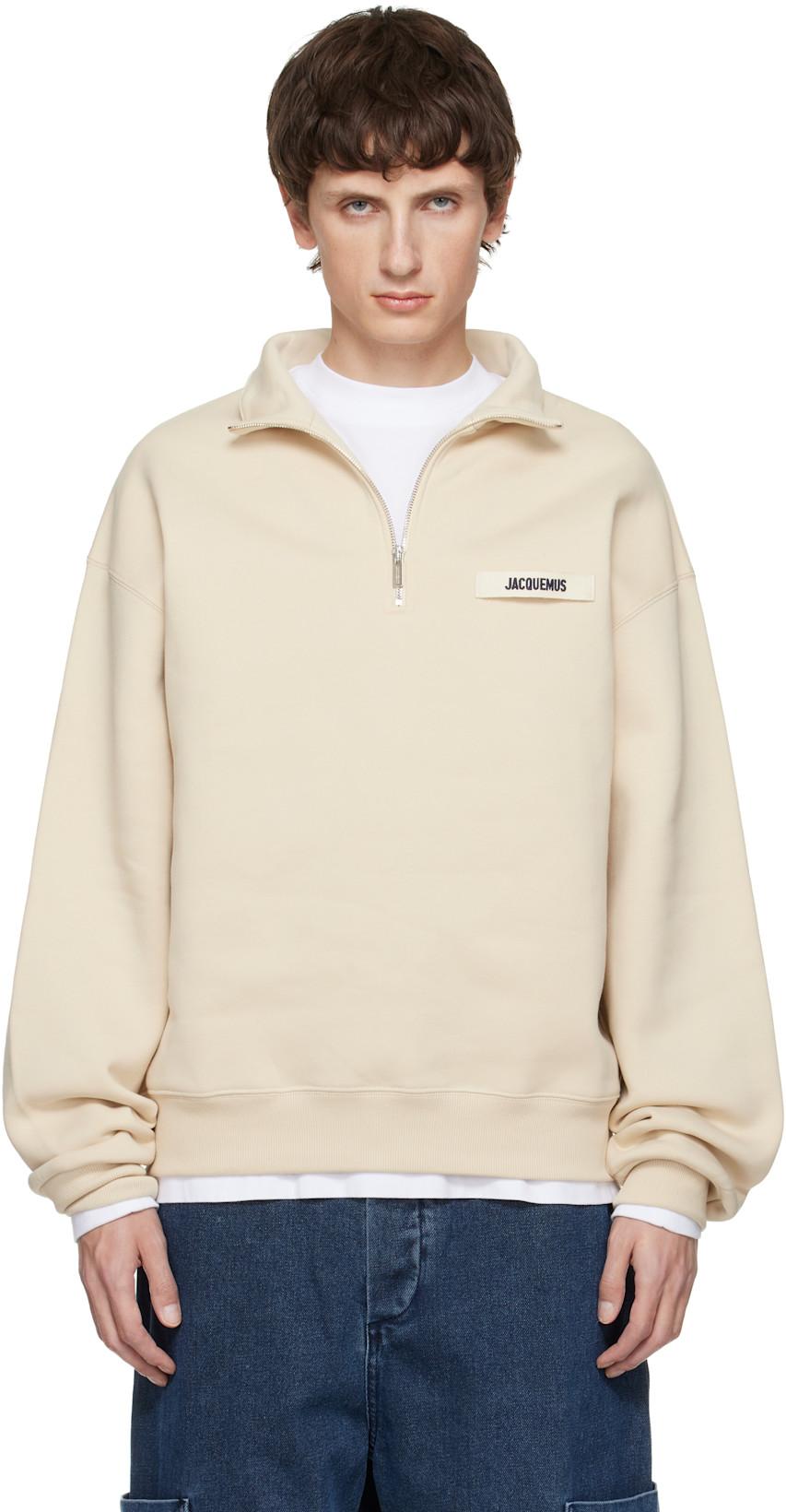 Beige 'The Gros Grain' Zipped-Rollneck Sweatshirt by JACQUEMUS