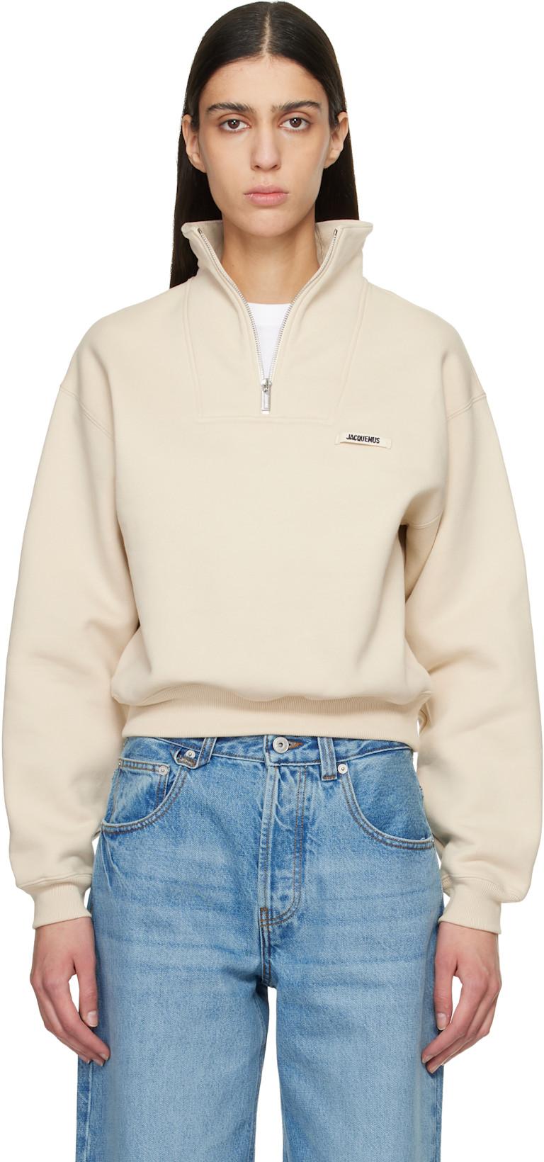Beige 'The Gros Grain zipped-rollneck' Sweatshirt by JACQUEMUS